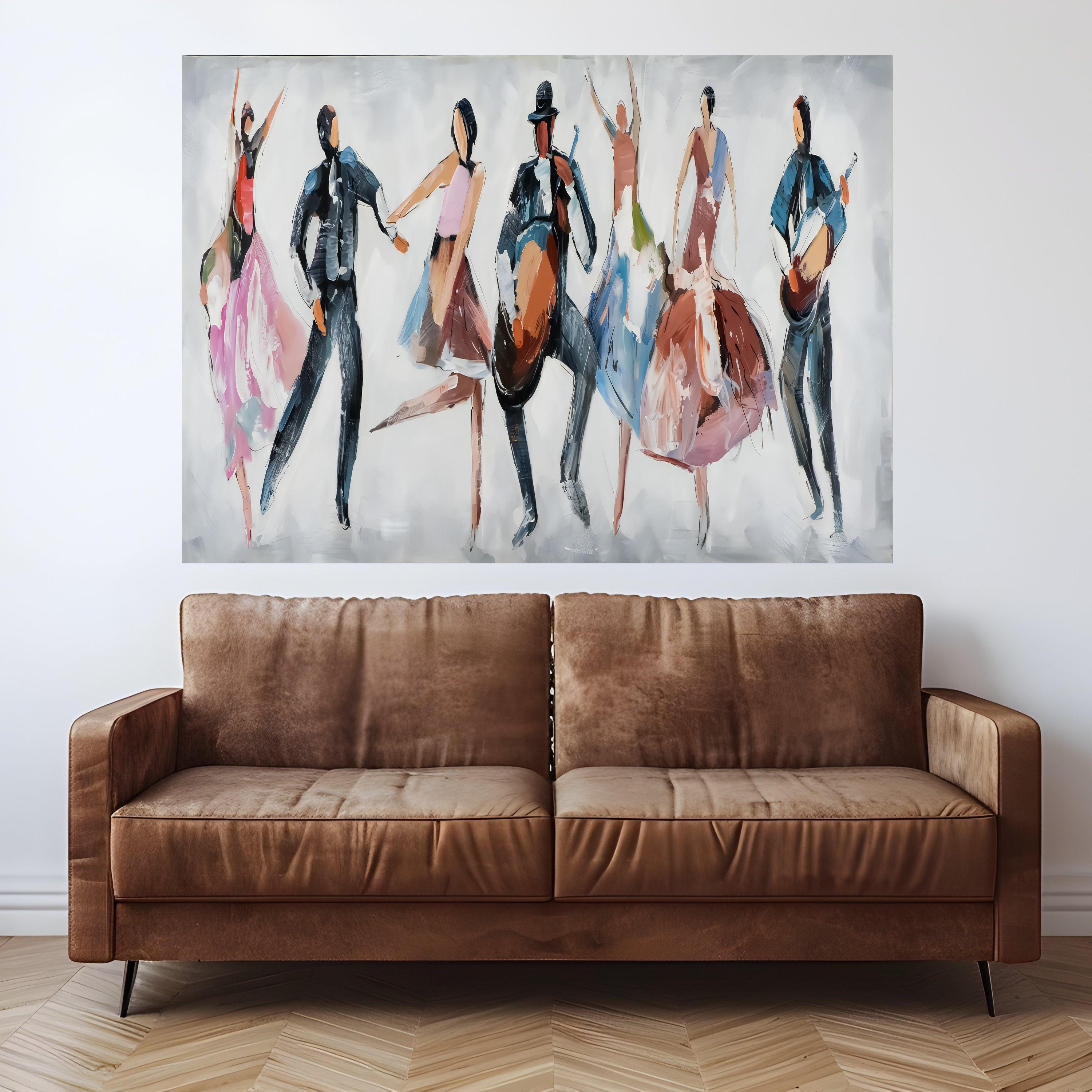 Vibrant Flamenco Dance Canvas, Abstract Spanish Culture Wall Art, Colorful Music and Dance Painting, Modern Home Decoration