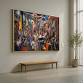 Vibrant Jazz Band Scene, Harlem Renaissance Canvas, Musical Instruments Wall Art, Cultural Music Canvas, Urban Nightlife Decoration