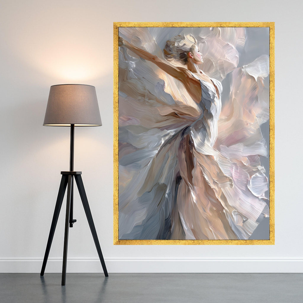 Elegant Dancing Woman Canvas, Abstract Ballet Wall Art, Modern Figure Painting, Feminine Home Decor, Ready to Hang Canvas Art
