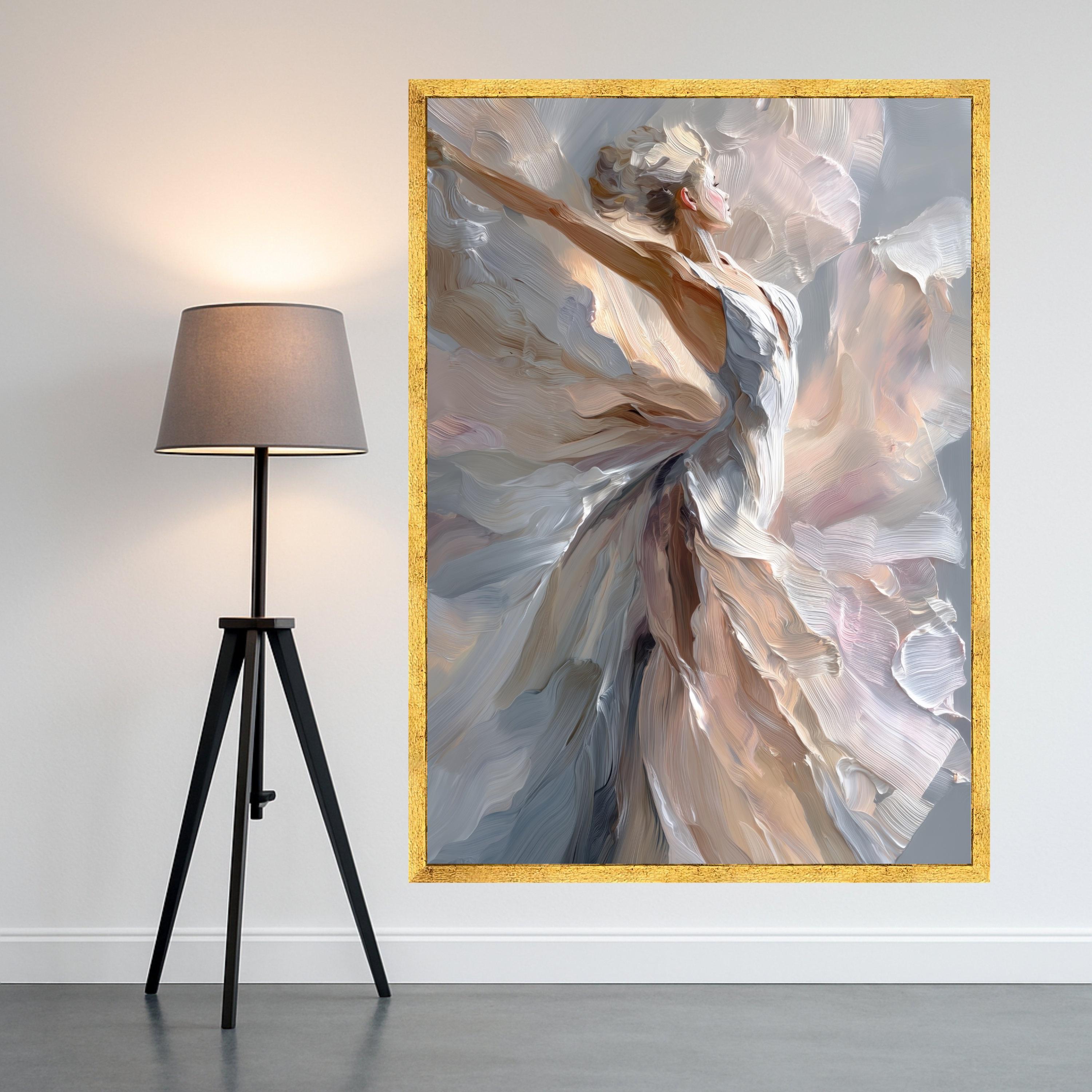 Elegant Dancing Woman Canvas, Abstract Ballet Wall Art, Modern Figure Painting, Feminine Home Decor, Ready to Hang Canvas Art