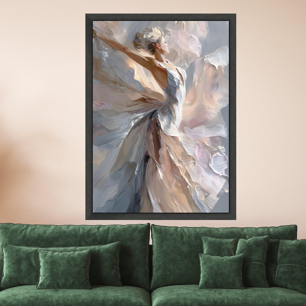 Elegant Dancing Woman Canvas, Abstract Ballet Wall Art, Modern Figure Painting, Feminine Home Decor, Ready to Hang Canvas Art