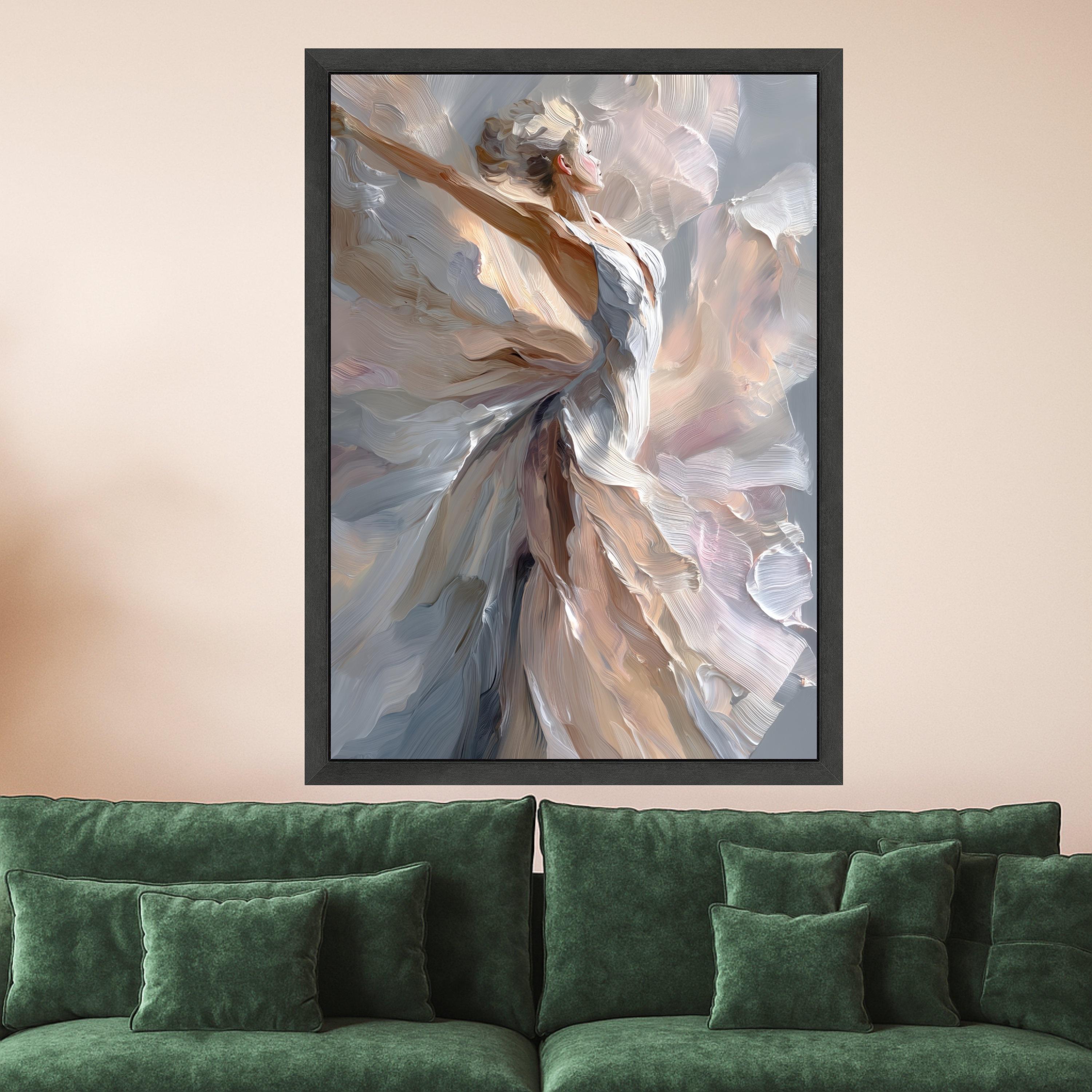 Elegant Dancing Woman Canvas, Abstract Ballet Wall Art, Modern Figure Painting, Feminine Home Decor, Ready to Hang Canvas Art
