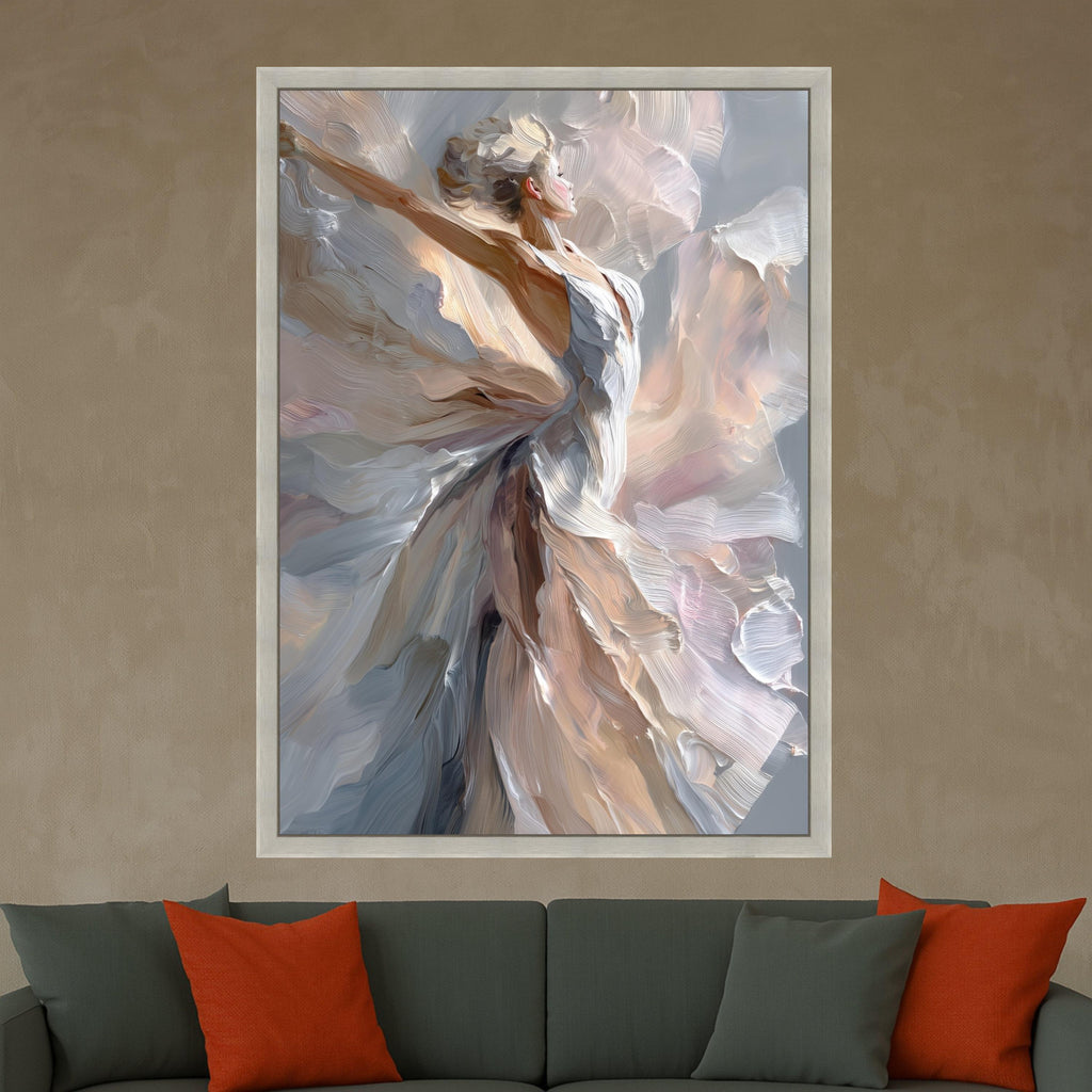 Elegant Dancing Woman Canvas, Abstract Ballet Wall Art, Modern Figure Painting, Feminine Home Decor, Ready to Hang Canvas Art