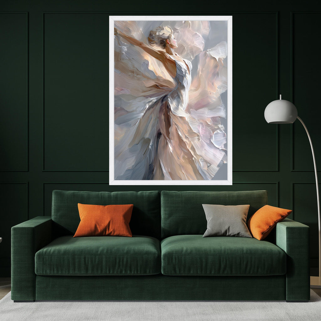 Elegant Dancing Woman Canvas, Abstract Ballet Wall Art, Modern Figure Painting, Feminine Home Decor, Ready to Hang Canvas Art