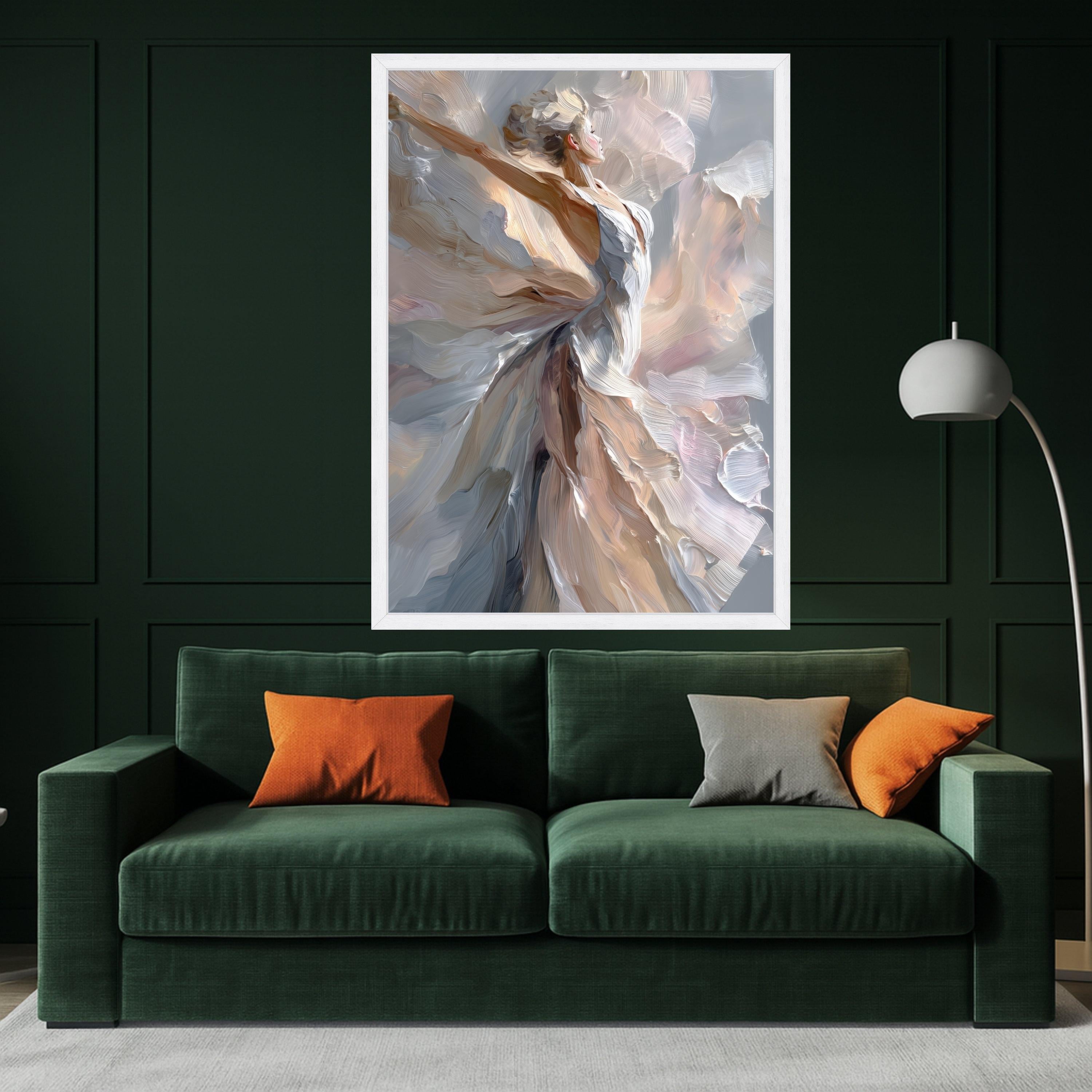 Elegant Dancing Woman Canvas, Abstract Ballet Wall Art, Modern Figure Painting, Feminine Home Decor, Ready to Hang Canvas Art