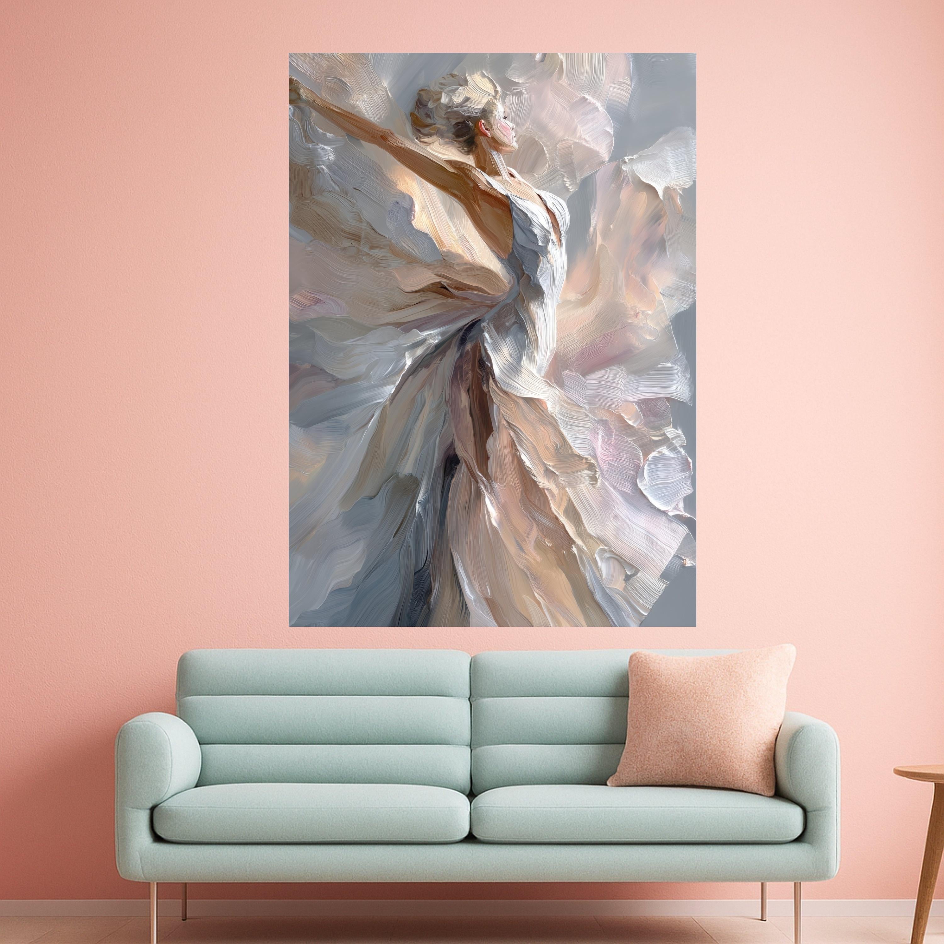 Elegant Dancing Woman Canvas, Abstract Ballet Wall Art, Modern Figure Painting, Feminine Home Decor, Ready to Hang Canvas Art