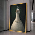 Elegant White Peacock Portrait Canvas, Animal Wall Art, Feathered Bird Painting, Home Decor Canvas, Quirky Art Print, Ready to Hang
