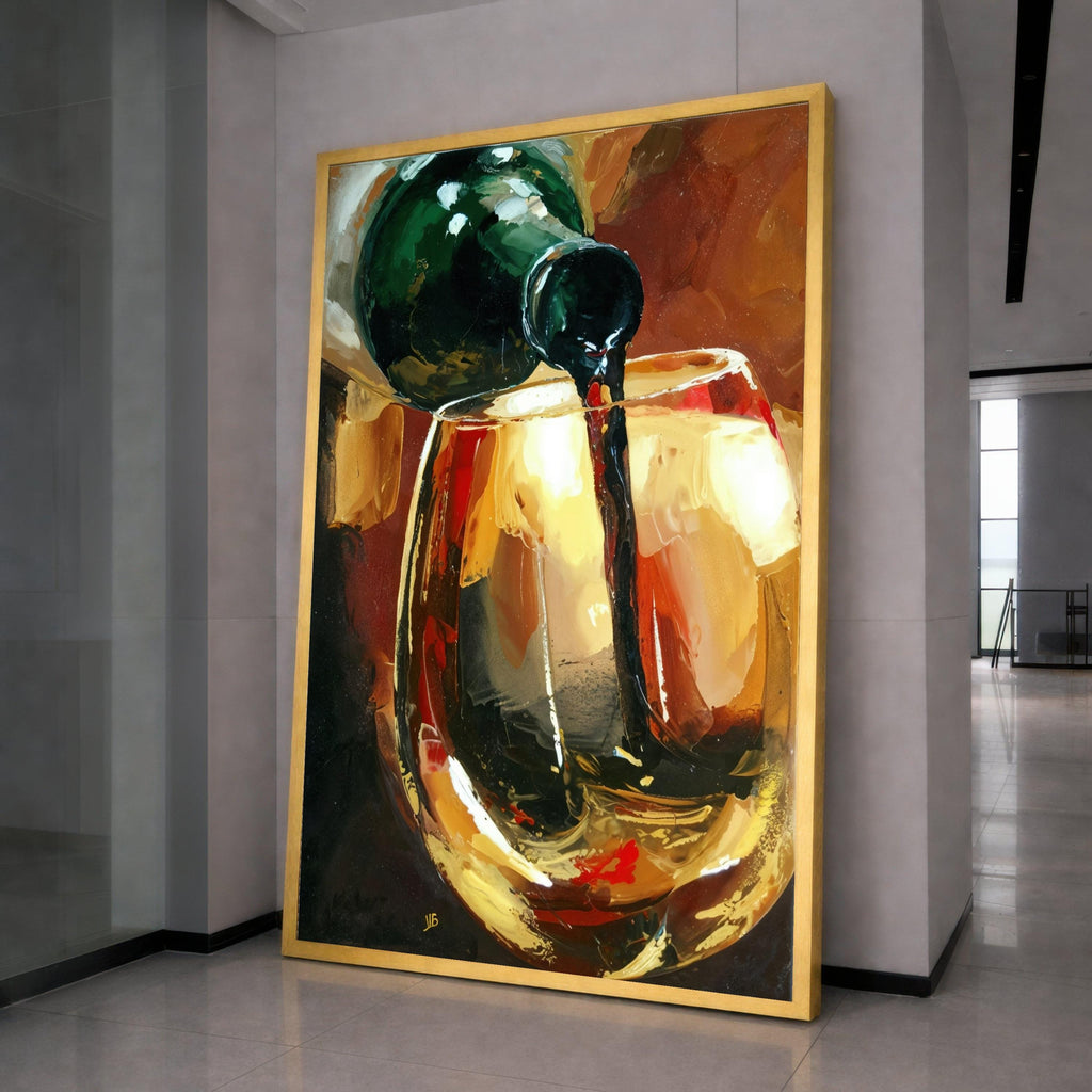 Wine Pouring Canvas Art, Glass of Red Wine Print, Alcohol Beverage Wall Art, Bar Decor, Kitchen Canvas Decoration