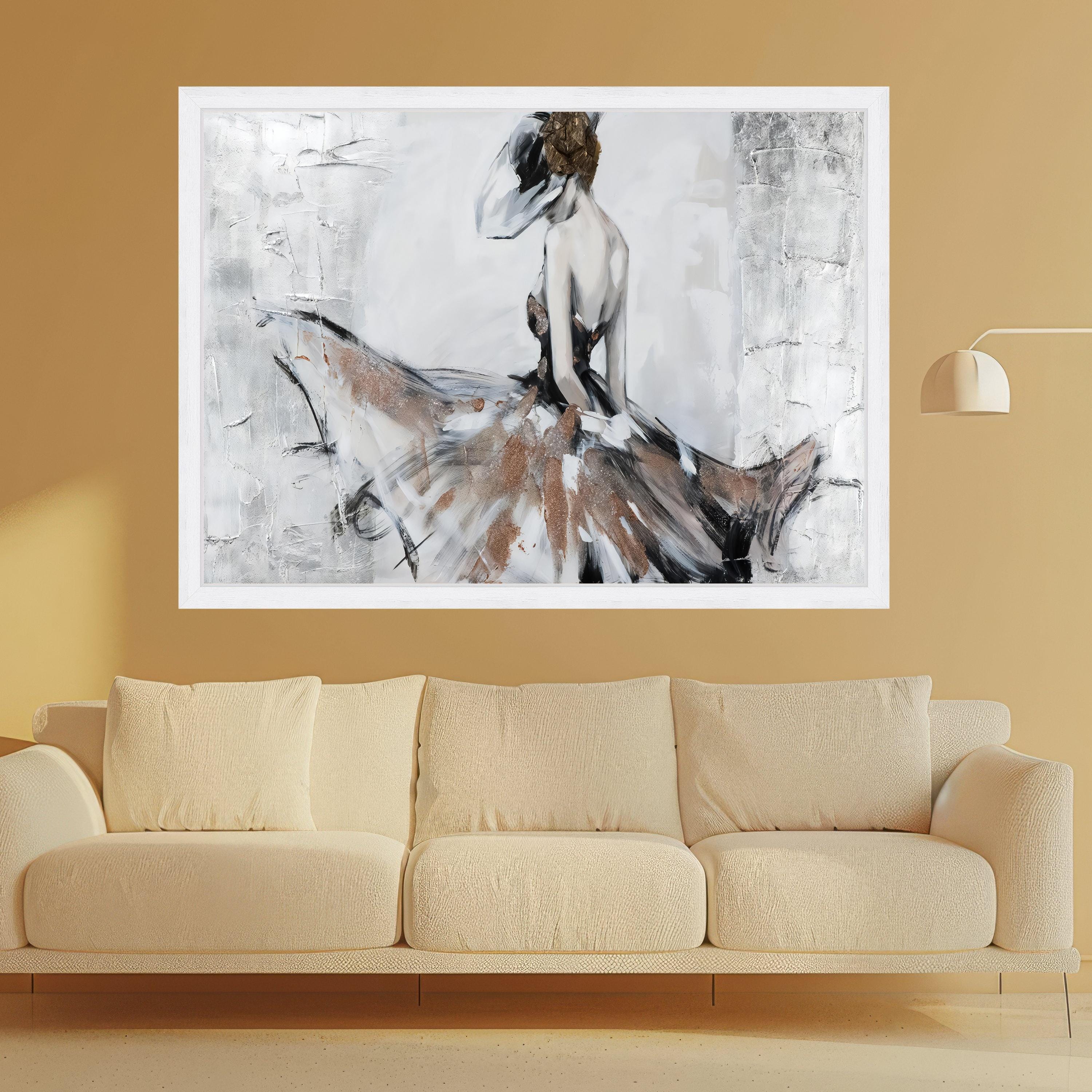 Elegant Ballerina Art Print, Abstract Dance Wall Art, Canvas Decor