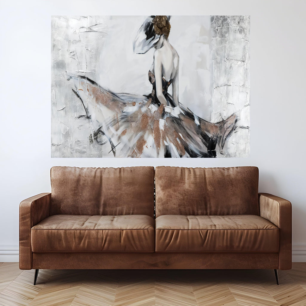 Elegant Ballerina Art Print, Abstract Dance Wall Art, Canvas Decor