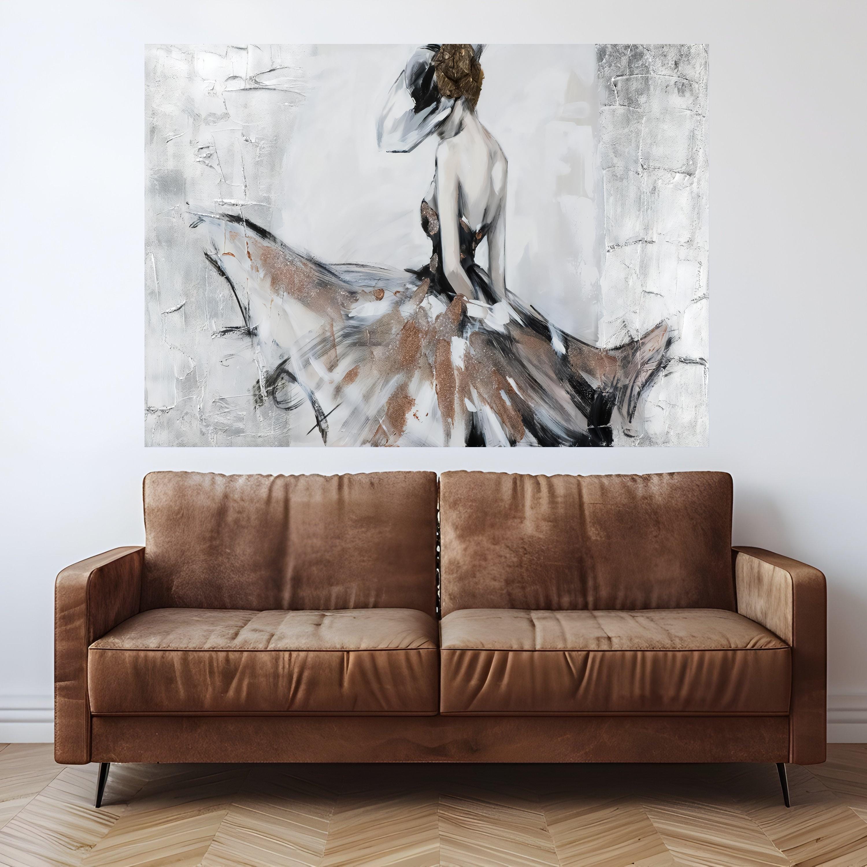 Elegant Ballerina Art Print, Abstract Dance Wall Art, Canvas Decor