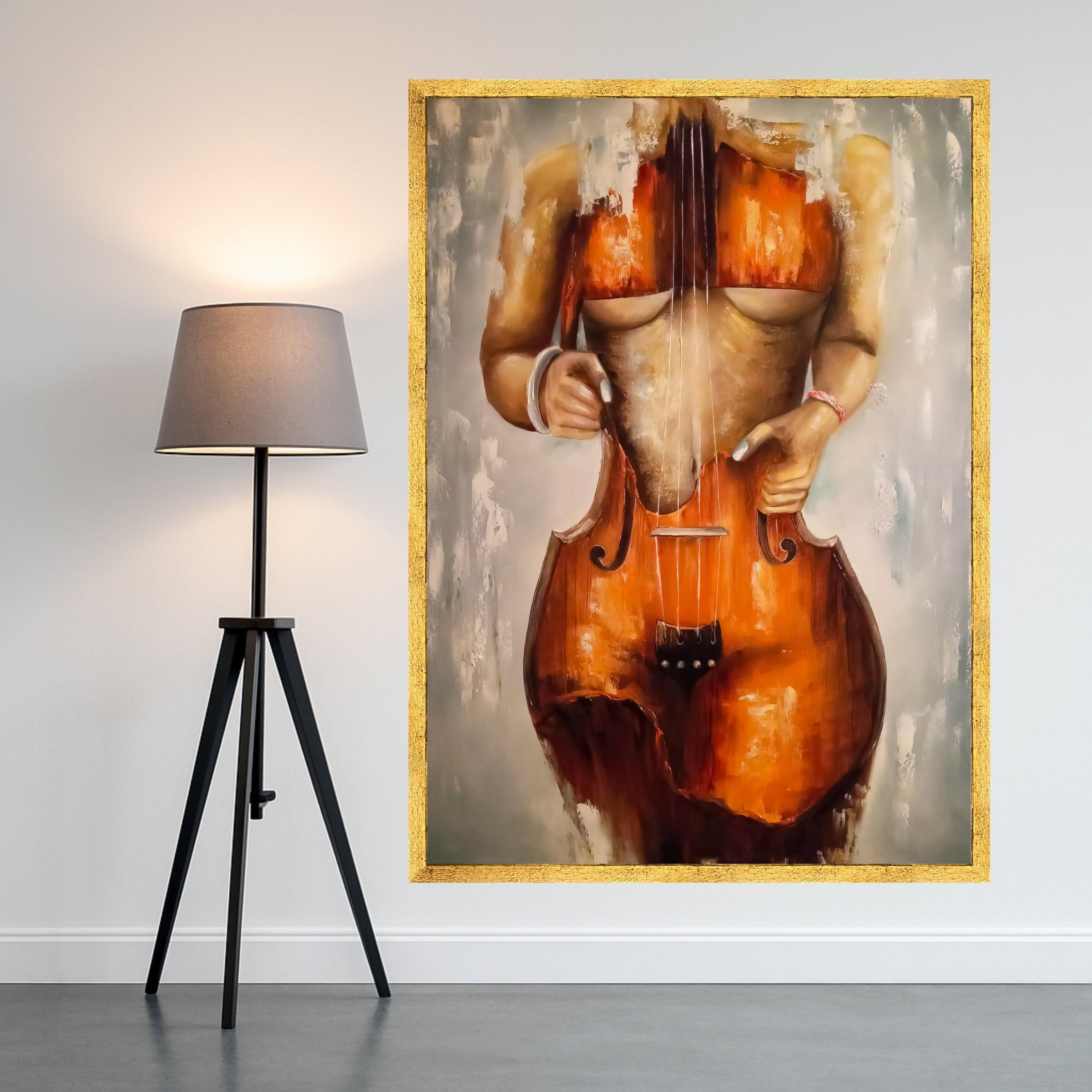 Abstract Violin Body Art, Musical Instrument Canvas Print, Artistic Wall Decor