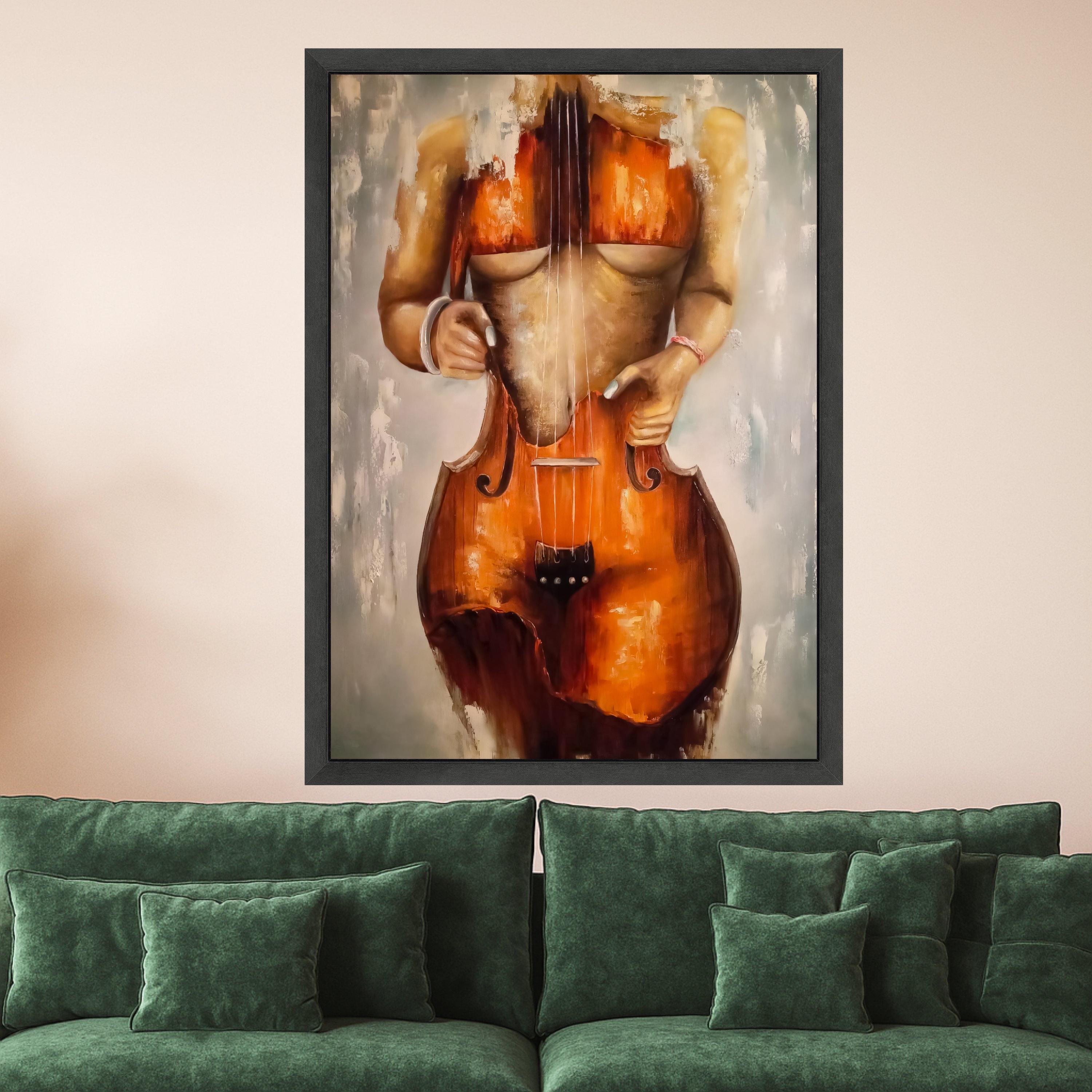 Abstract Violin Body Art, Musical Instrument Canvas Print, Artistic Wall Decor