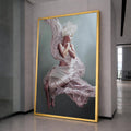 Floating Woman Canvas Art, Ethereal Ballet Print, Soft Flowing Dress Wall Art, Dreamy Female Figure Decor