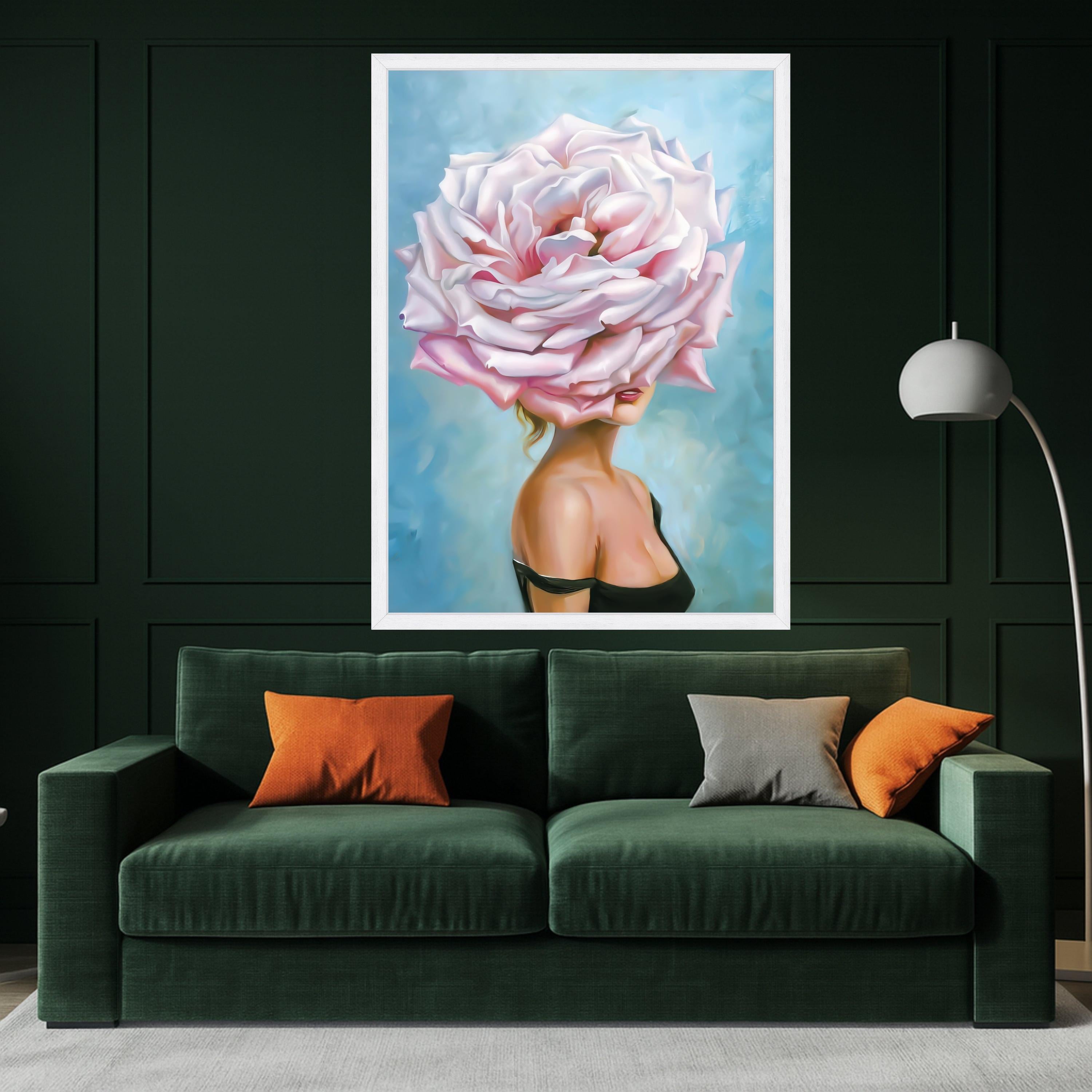 Rose Head Woman Canvas Art, Floral Print, Modern Wall Art Decor