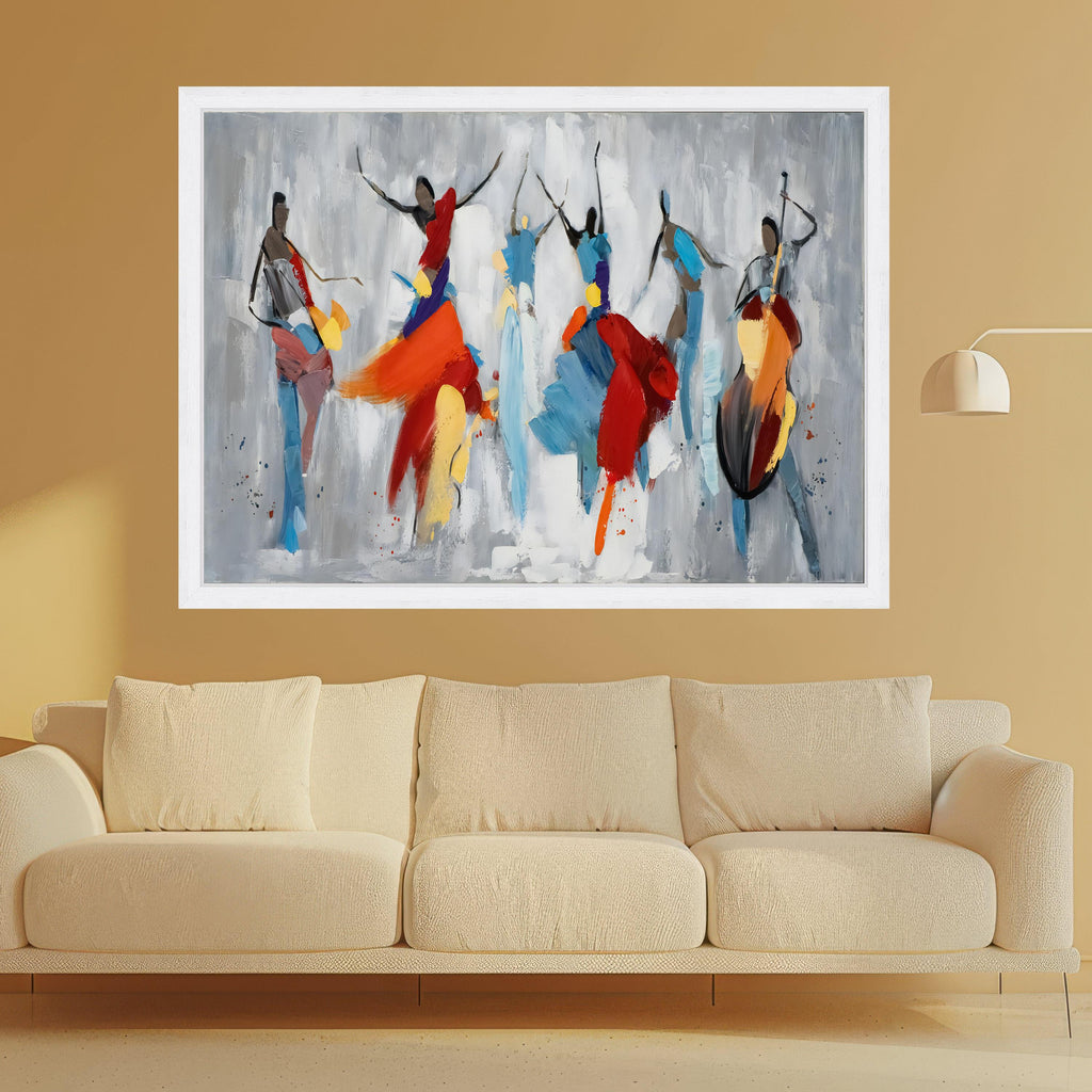 Vibrant Flamenco Dance Scene, Abstract Colorful Canvas Wall Art, Spanish Dance Silhouette Painting, Modern Home Decor, Ready to Hang