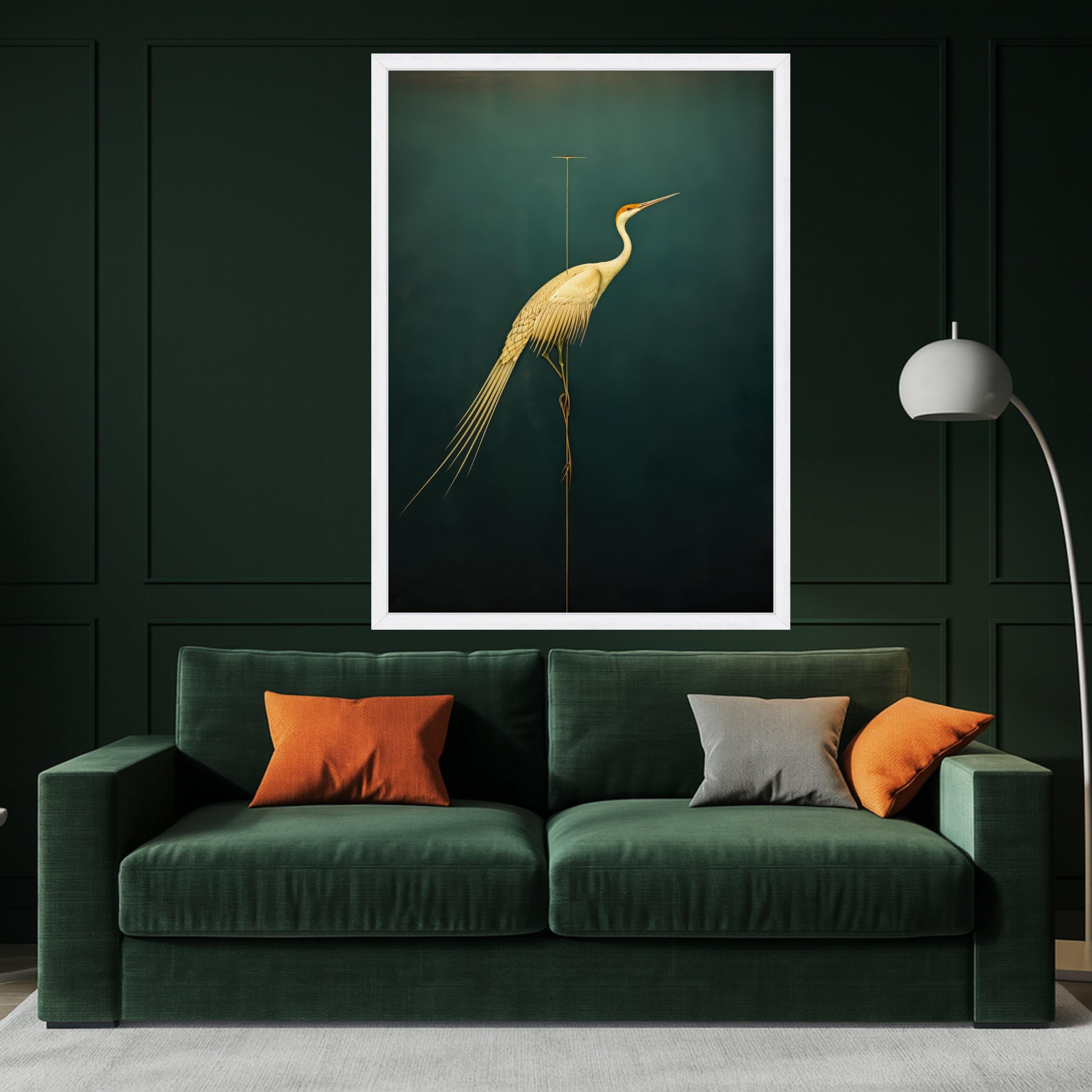 Elegant Heron Bird Canvas Wall Art, Minimalist Wildlife Painting, Modern Nature Canvas, Home Decoration, Ready to Hang Wall Art
