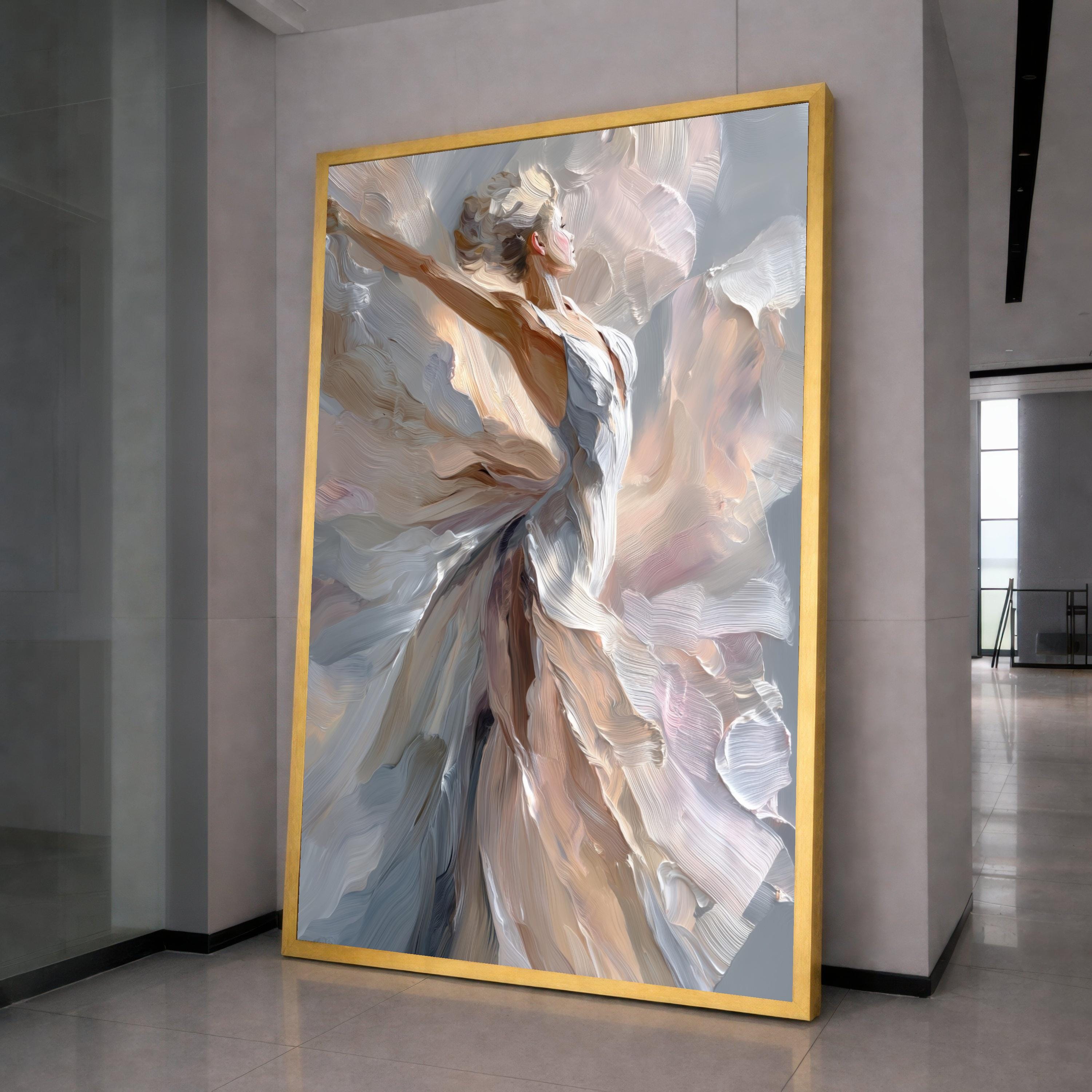 Elegant Dancing Woman Canvas, Abstract Ballet Wall Art, Modern Figure Painting, Feminine Home Decor, Ready to Hang Canvas Art
