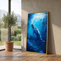 Majestic Blue Whale, Ocean Depths Canvas, Marine Life Wall Art, Sea Creature Print, Framed Ocean Decor