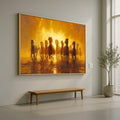 Galloping Wild Horses Canvas, Sunset Nature Print, Framed Animal Wall Art, Running Horses Scene