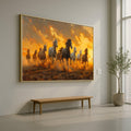 Wild Horses Running Canvas, Sunset Landscape Wall Art, Framed Animal Print, Nature Scene Decoration
