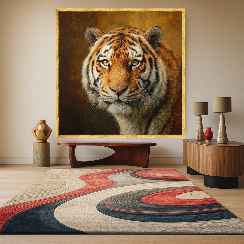 Majestic Tiger Portrait Canvas, Wildlife Wall Art, Animal Face Close-Up, Nature-Inspired Home Decoration, Bold Statement Canvas