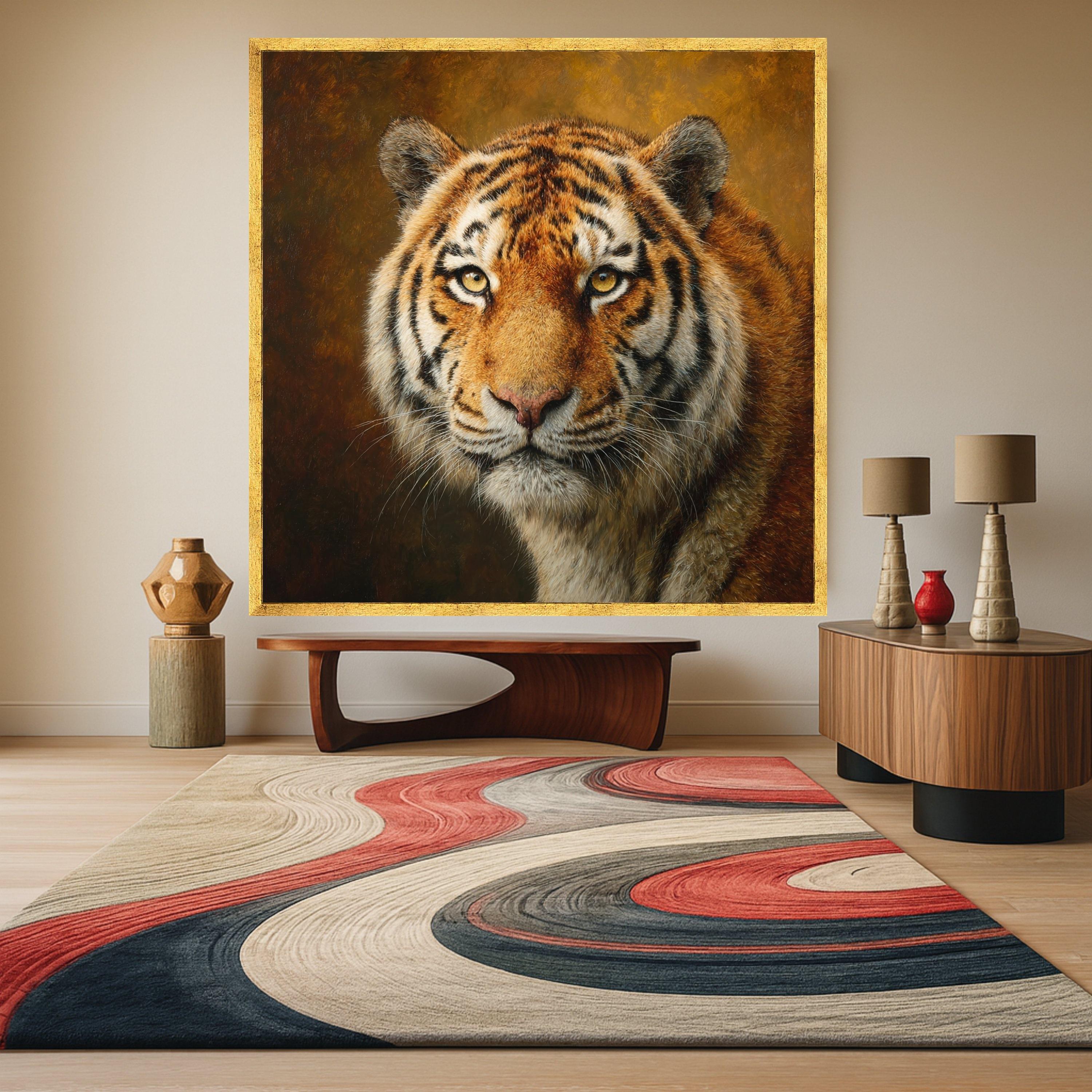 Majestic Tiger Portrait Canvas, Wildlife Wall Art, Animal Face Close-Up, Nature-Inspired Home Decoration, Bold Statement Canvas