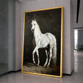 Majestic White Horse Canvas Art, Elegant Equine Wall Decor, Realistic Animal Portrait, Classic Horse Painting on Canvas, Home Living Room