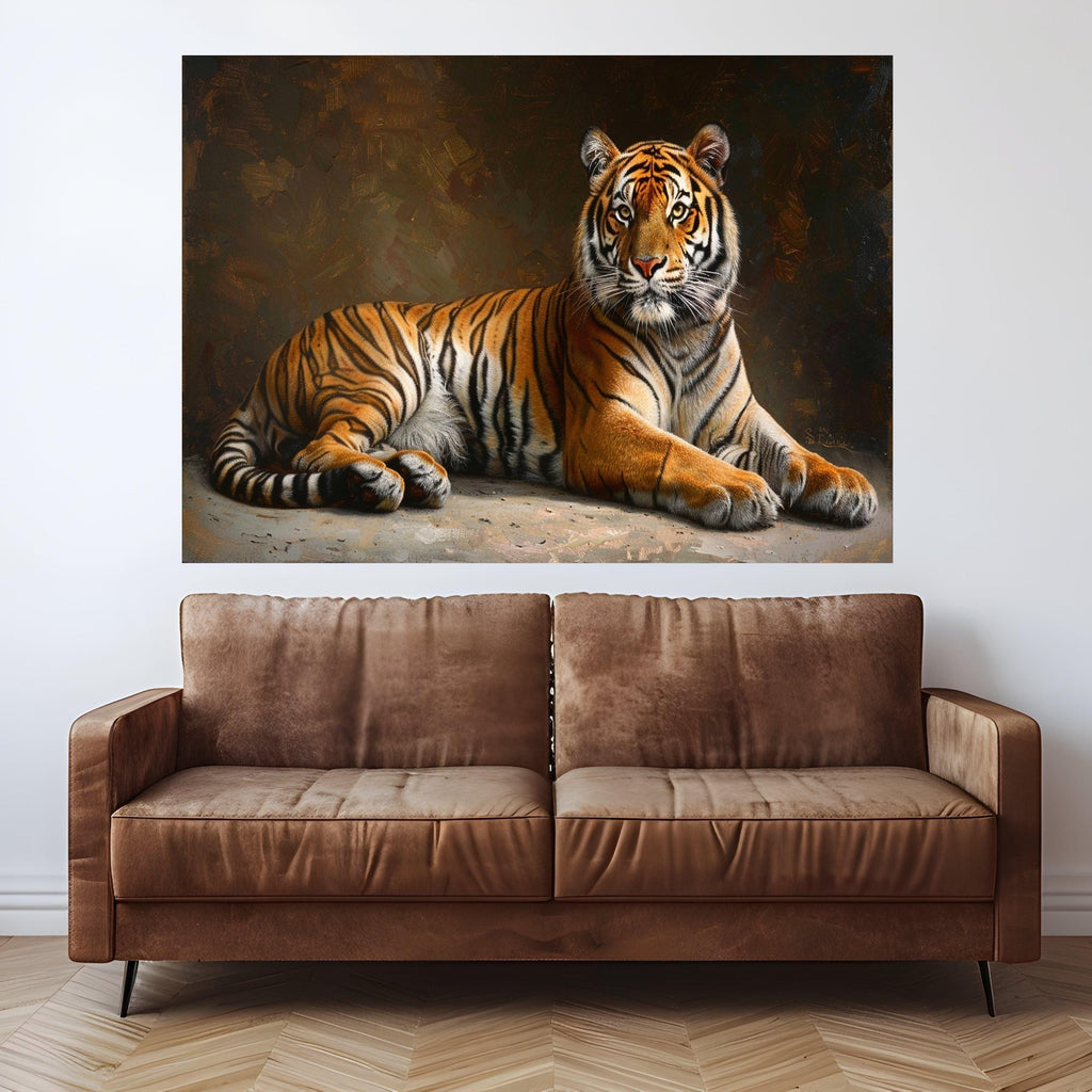 Majestic Bengal Tiger Canvas, Realistic Animal Wall Art, Wildlife Decoration, Nature Canvas Print, Big Cat Art for Home