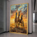 Majestic Running Horses Canvas Wall Art, Sunset Landscape Painting, Wild Stallions Home Decor, Nature Animal Canvas, Ready to Hang Canvas