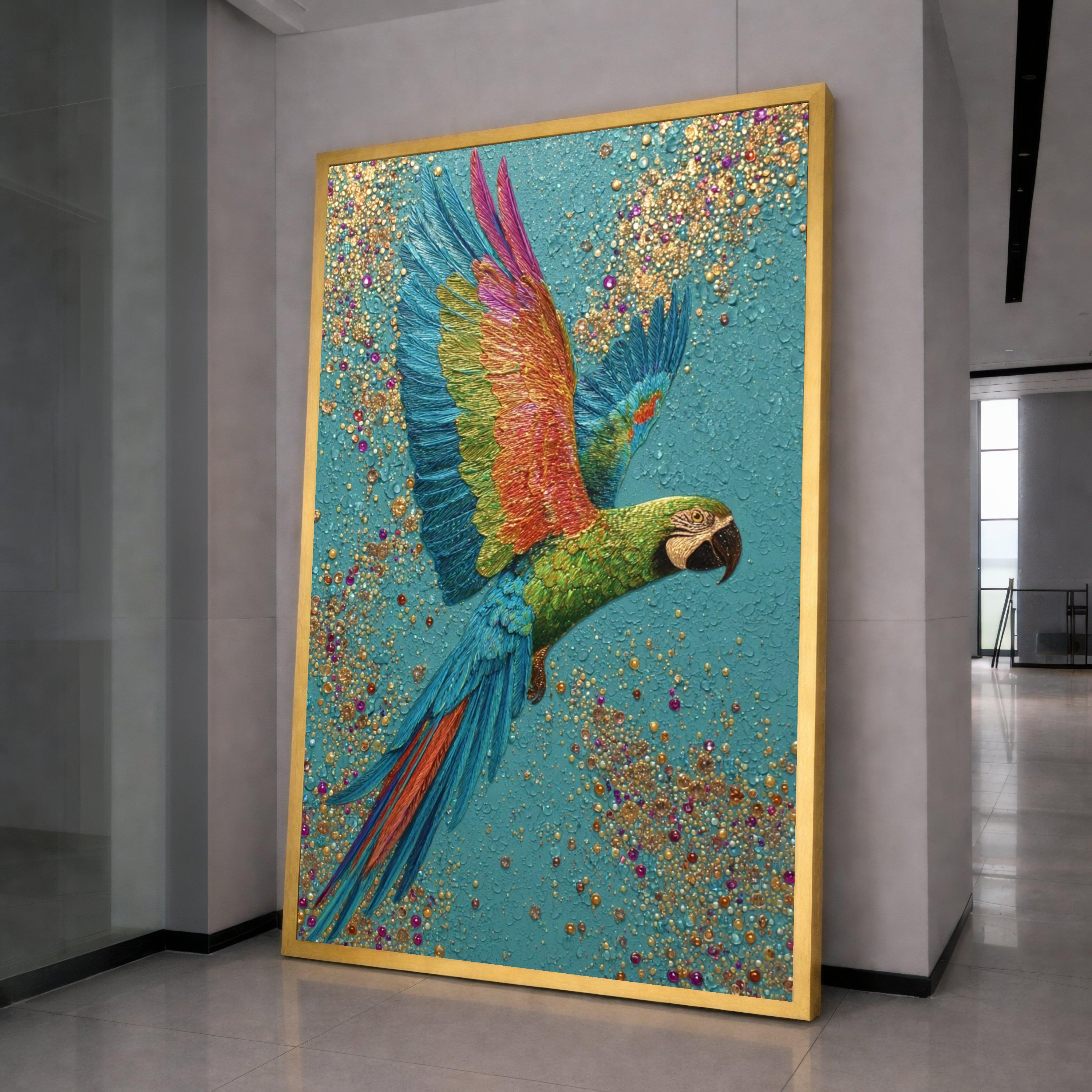 Colorful Parrot Art, Tropical Bird Canvas, Exotic Wall Art, Vibrant Parrot Print, Boho Canvas Decor, Wildlife Wall Print