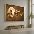 Moonlit Crane Flight Art, Bird Canvas, Wildlife Wall Art, Full Moon Print, Nature Canvas Art, Elegant Wall Decor Print