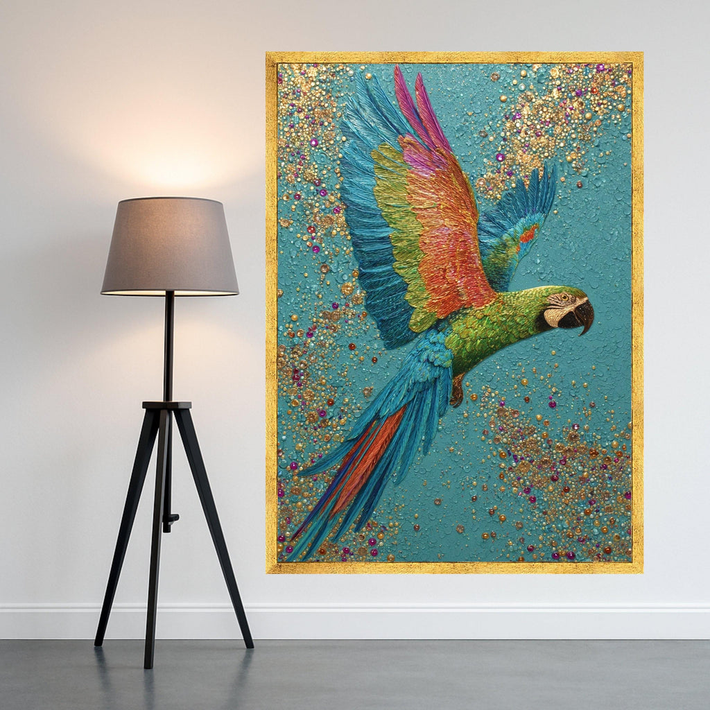 Colorful Parrot Art, Tropical Bird Canvas, Exotic Wall Art, Vibrant Parrot Print, Boho Canvas Decor, Wildlife Wall Print