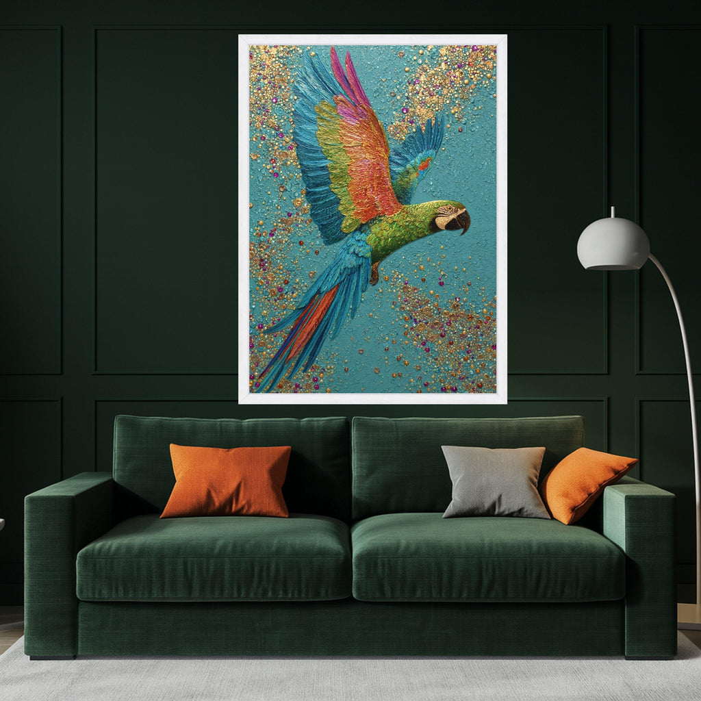 Colorful Parrot Art, Tropical Bird Canvas, Exotic Wall Art, Vibrant Parrot Print, Boho Canvas Decor, Wildlife Wall Print