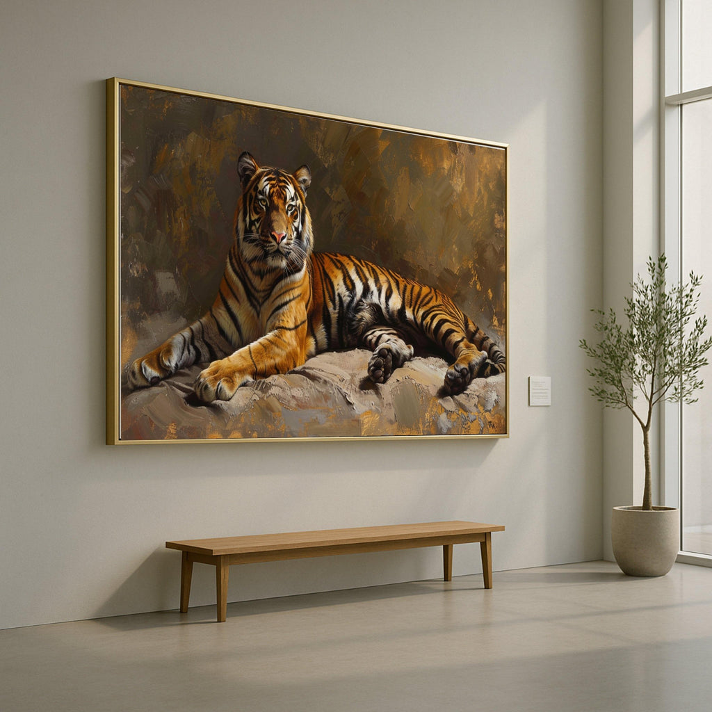 Majestic Bengal Tiger Canvas Art, Wildlife Wall Decor, Animal Portrait Canvas, Nature Inspired Home Decoration, Ready to Hang Wall Art