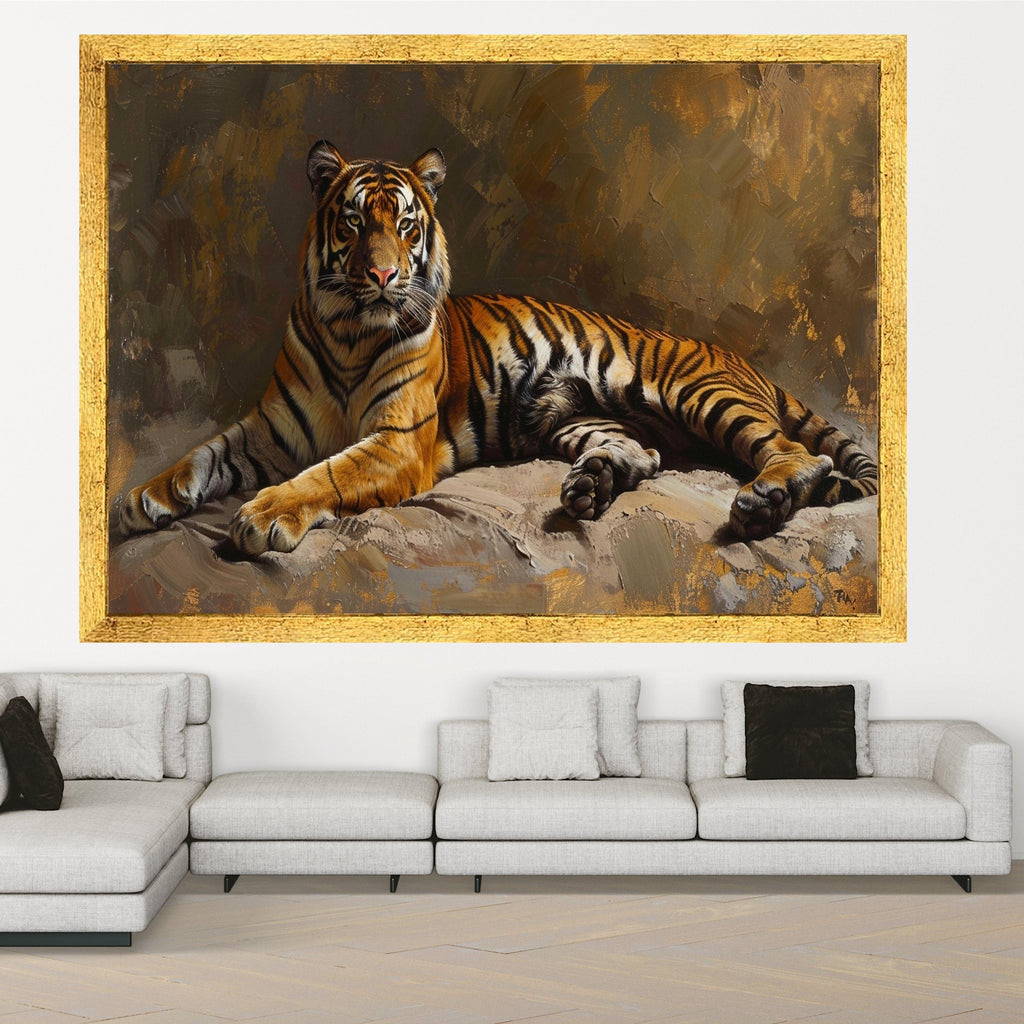 Majestic Bengal Tiger Canvas Art, Wildlife Wall Decor, Animal Portrait Canvas, Nature Inspired Home Decoration, Ready to Hang Wall Art