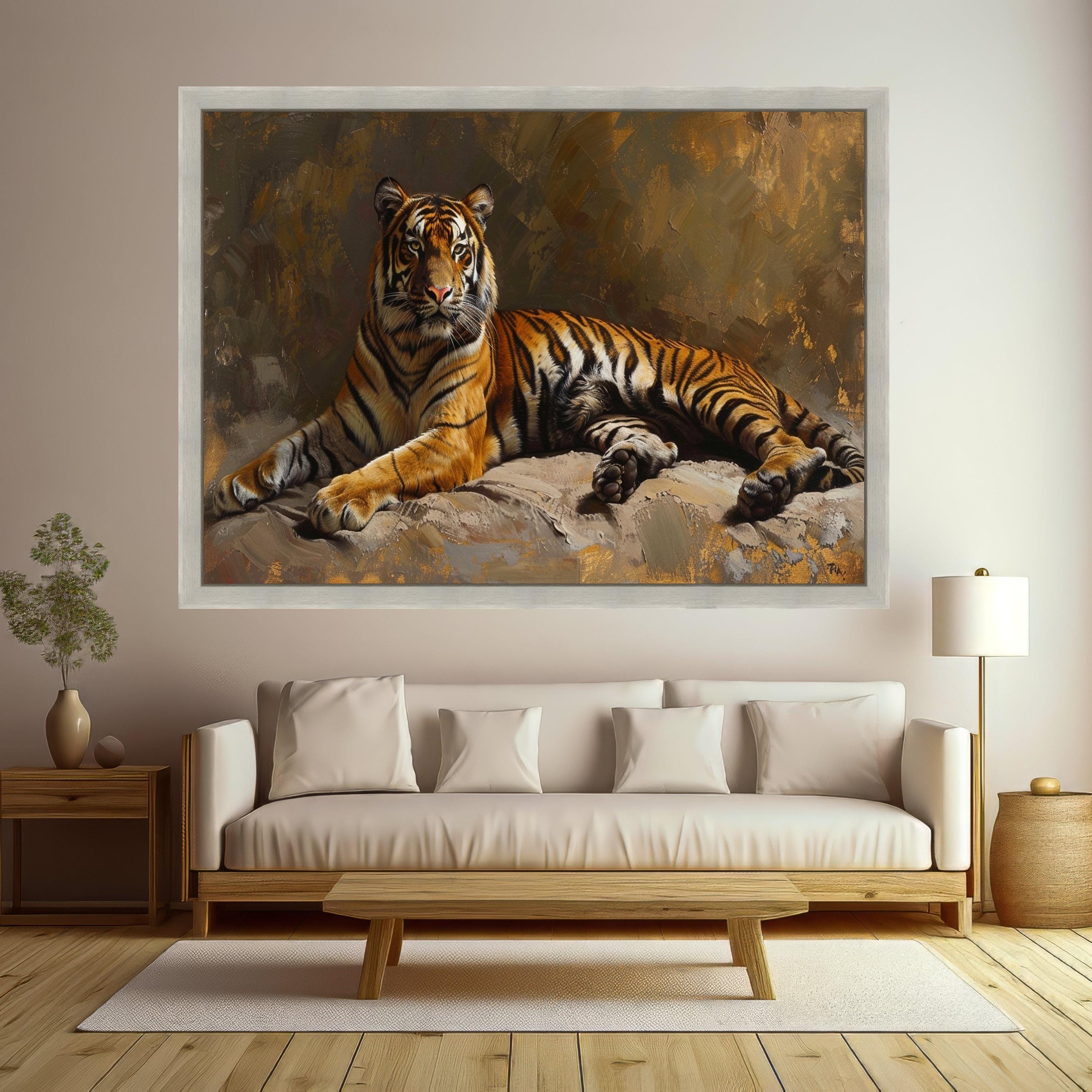 Majestic Bengal Tiger Canvas Art, Wildlife Wall Decor, Animal Portrait Canvas, Nature Inspired Home Decoration, Ready to Hang Wall Art
