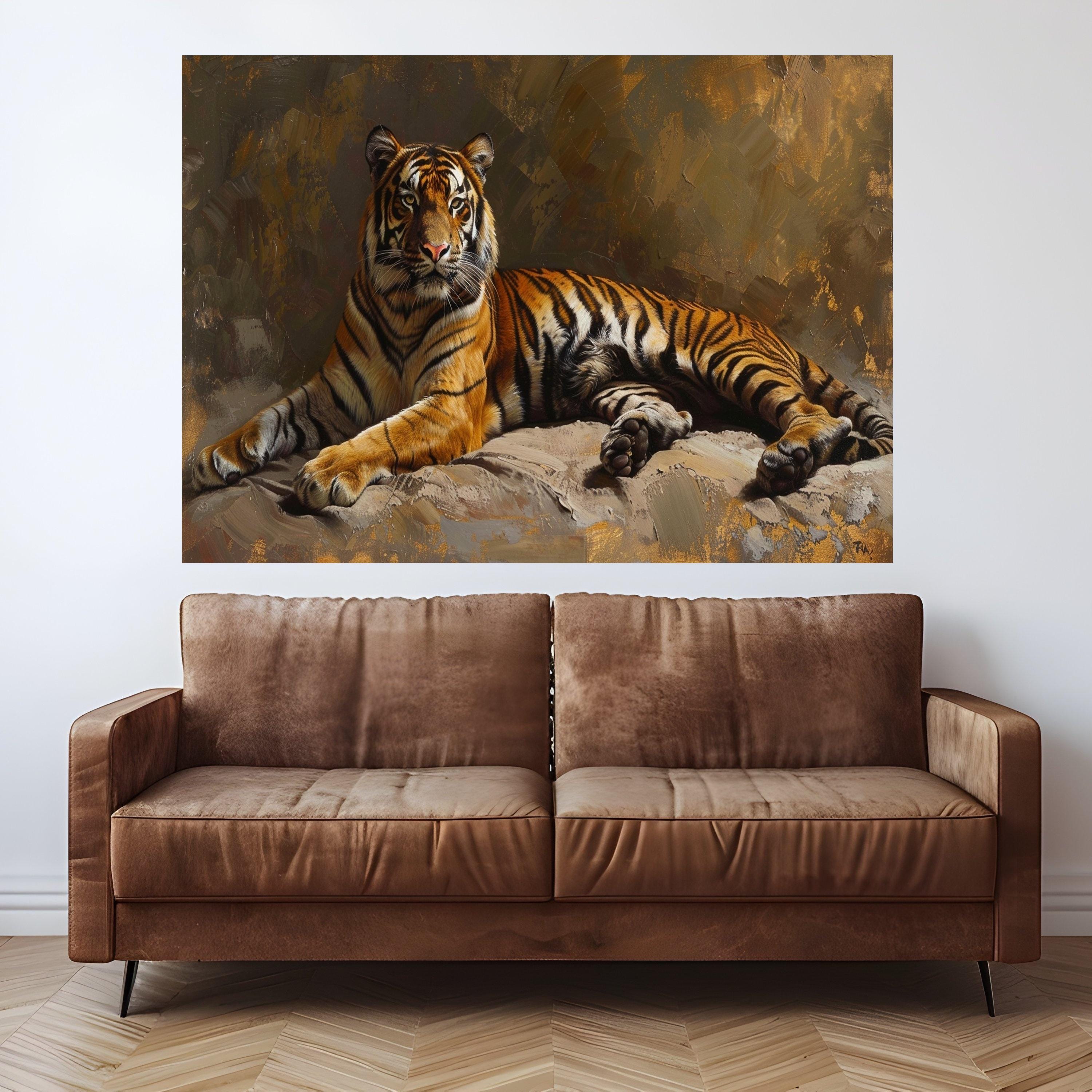 Majestic Bengal Tiger Canvas Art, Wildlife Wall Decor, Animal Portrait Canvas, Nature Inspired Home Decoration, Ready to Hang Wall Art