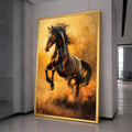 Majestic Black Stallion Running Canvas, Dynamic Horse Wall Art, Equestrian Home Decoration, Powerful Animal Canvas Print