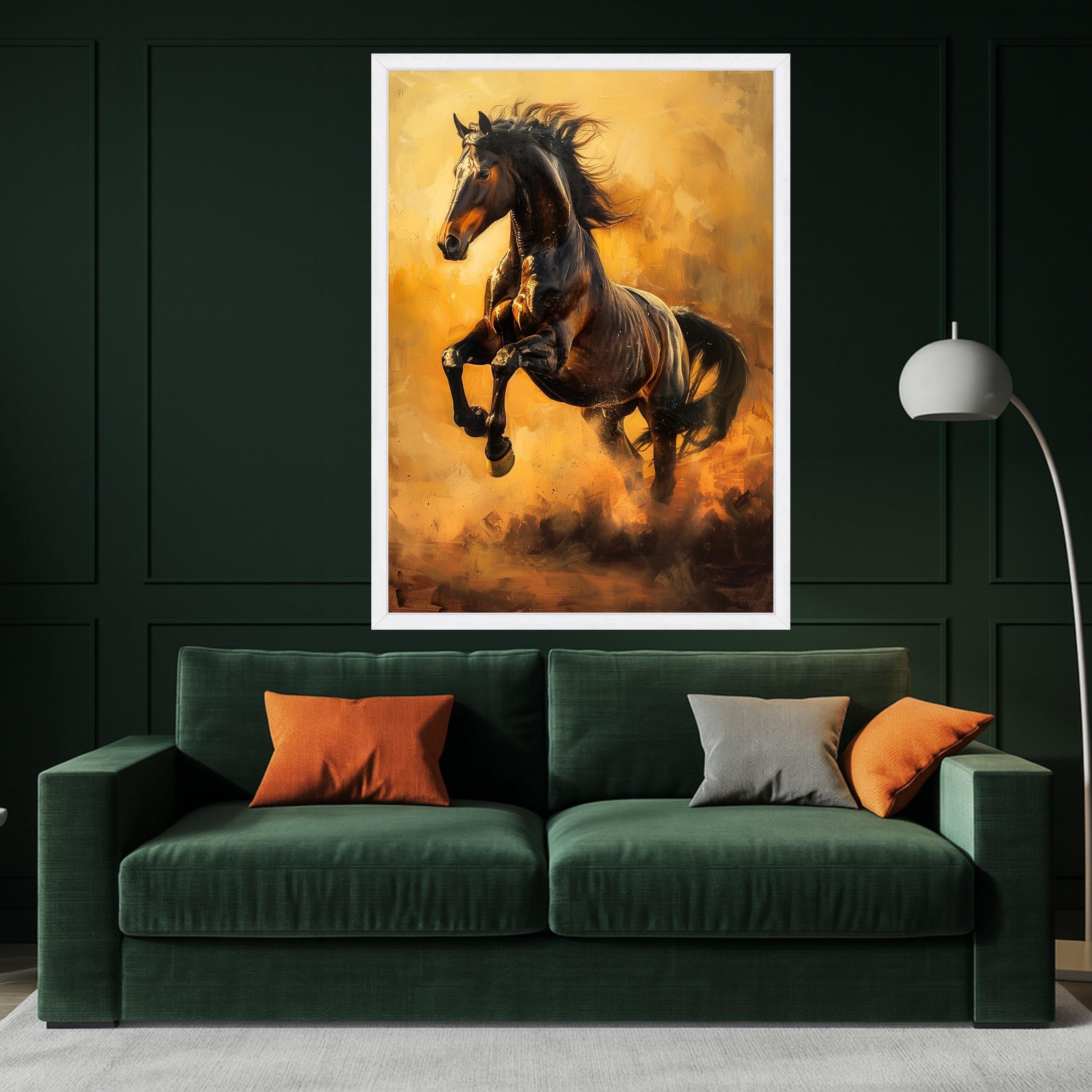 Majestic Black Stallion Running Canvas, Dynamic Horse Wall Art, Equestrian Home Decoration, Powerful Animal Canvas Print