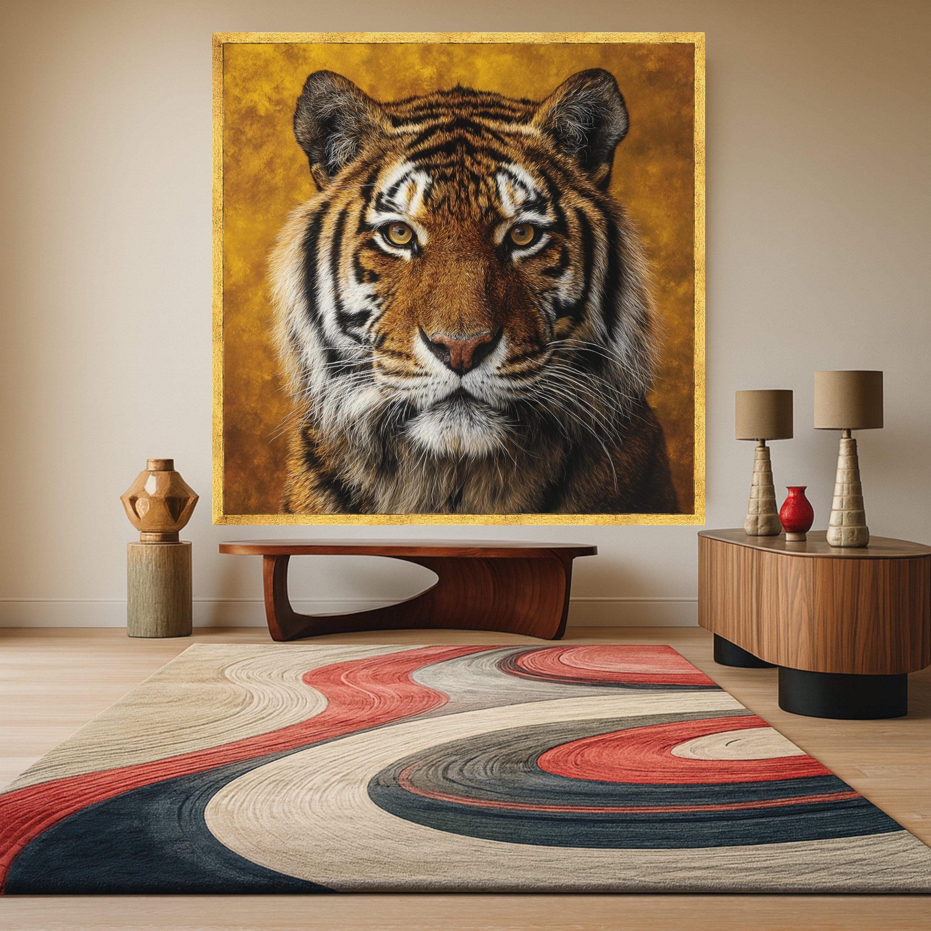 Majestic Tiger Portrait Canvas, Wildlife Animal Wall Art, Nature Inspired Home Decor, Feline Face Close-Up Canvas, Ready to Hang Artwork