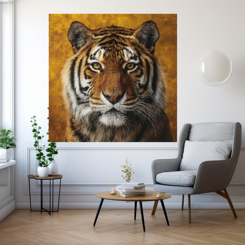 Majestic Tiger Portrait Canvas, Wildlife Animal Wall Art, Nature Inspired Home Decor, Feline Face Close-Up Canvas, Ready to Hang Artwork