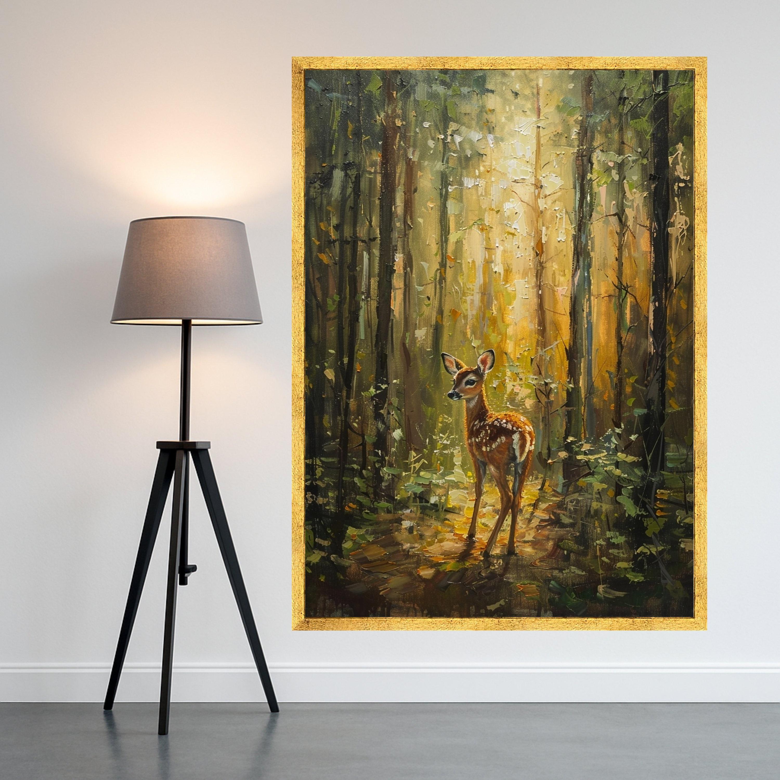 Gentle Fawn in Sunlit Forest Canvas, Woodland Animal Wall Art, Nature Scene Canvas, Rustic Home Decoration, Woodland Wildlife Canvas