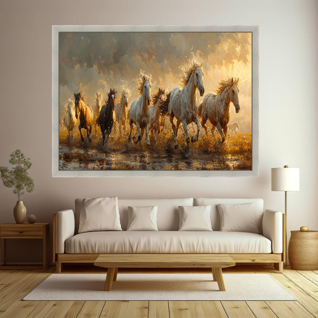Wild Horses Running Canvas, Sunset Landscape Wall Art, Nature Animal Print, Motion Energy Canvas, Rustic Home Decor, Ready to Hang