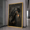 Black Stallion Art Canvas Wall Art Print Majestic Horse Portrait Art Canvas Print Equestrian Wall Art Print Rustic Decor
