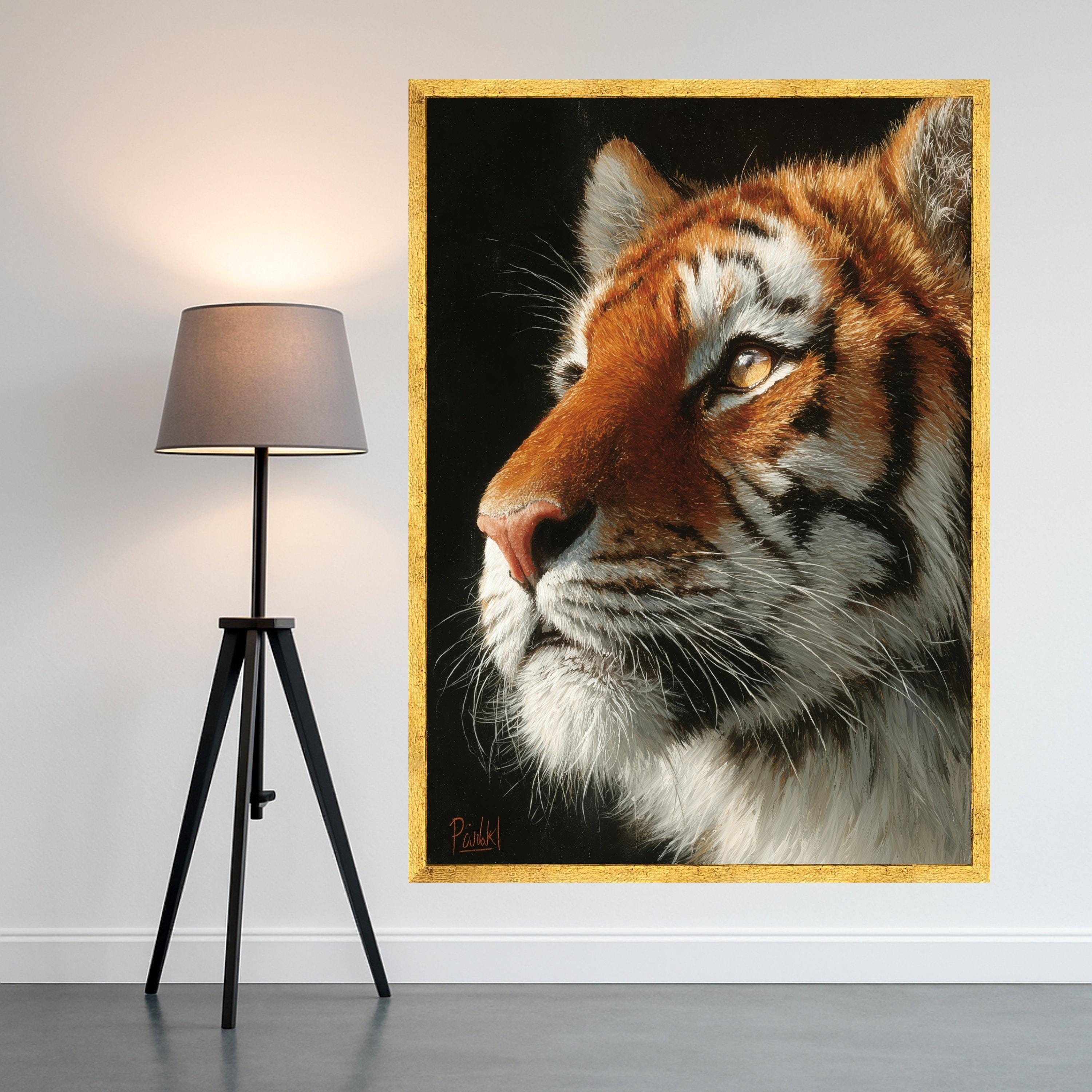 Regal Tiger Portrait Canvas, Close-Up Wildlife Wall Art, Big Cat Animal Canvas, Nature Inspired Home Decoration