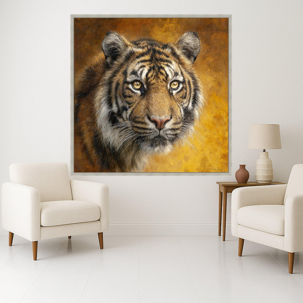 Majestic Tiger Portrait Canvas, Wildlife Wall Art, Animal Face Close-Up, Nature Home Decor, Ready to Hang Canvas