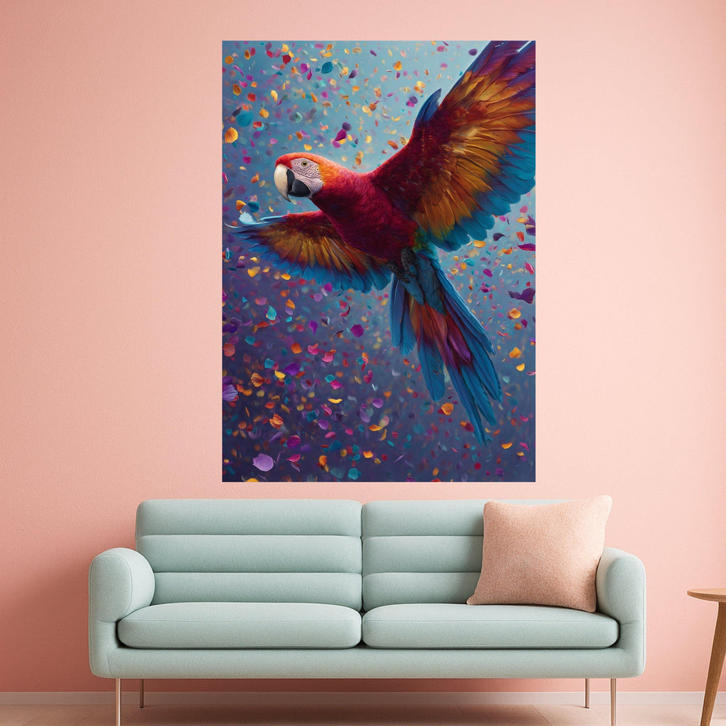 Vibrant Macaw Parrot Canvas, Tropical Bird Wall Art, Colorful Feather Flight, Exotic Wildlife Canvas, Home Decoration Art