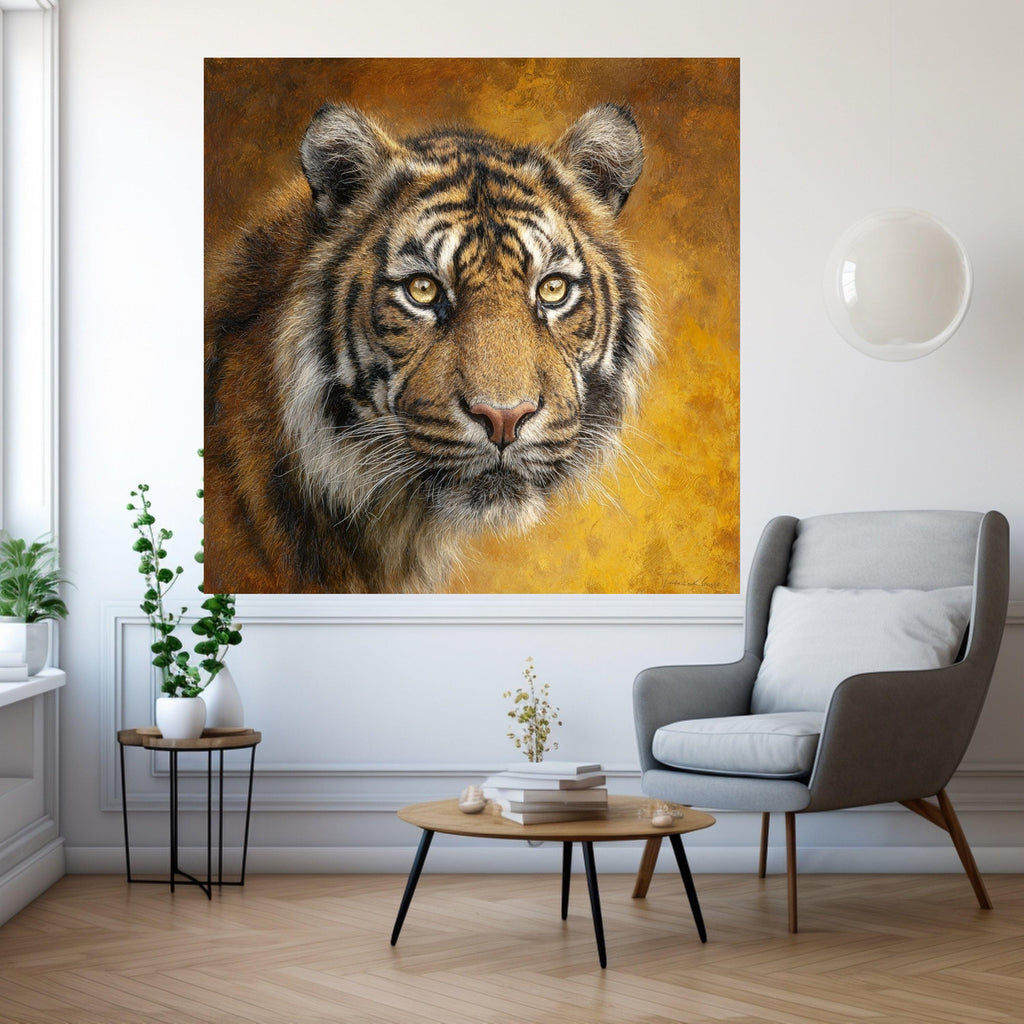 Majestic Tiger Portrait Canvas, Wildlife Wall Art, Animal Face Close-Up, Nature Home Decor, Ready to Hang Canvas