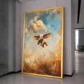 Flying Baby Elephant Canvas Wall Art, Whimsical Animal Painting, Fantasy Nursery Decor, Kids Room Wall Art, Colorful Abstract Background